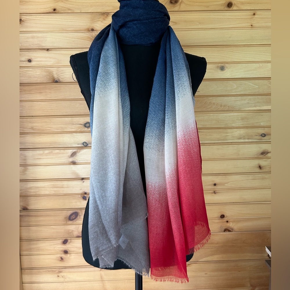 Americana Splash Sheer Fringed Edge Fashion Scarf